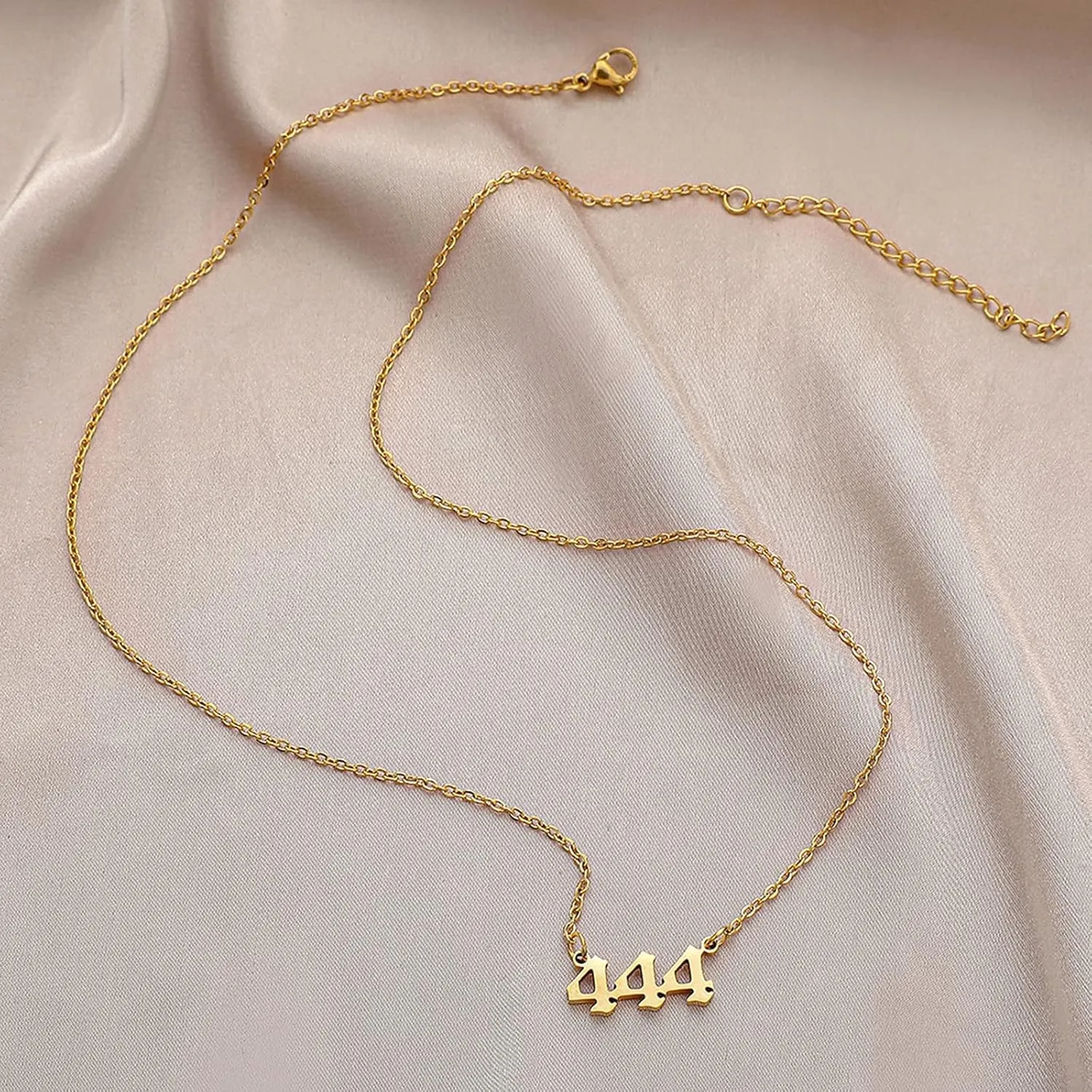 SMUK Angel Number Necklace, Dainty 18K Gold Plated Number 111 222 333 444 555 666 777 888 999 Necklace Pendants Choker Necklace Numerology Jewelry with Angel Number Ring for Women and Girls Gifts
