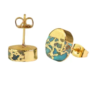 SofiaCreations Handmade Blue Turquoise Dainty Stud Earrings, Healing Protection Calming Balance Stud Earrings, Gold Plated Earrings, Gift for her Birthday Christmas Anniversary Valentine's Day Gifts