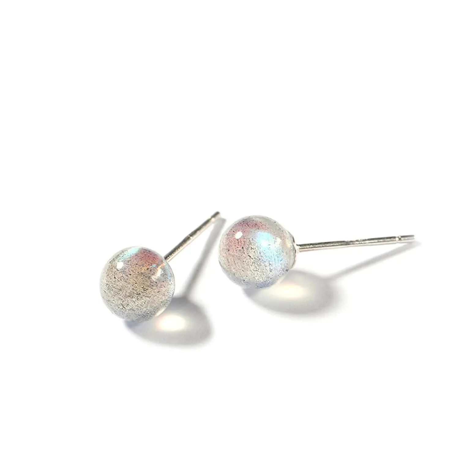 SofiaCreations Handmade Labradorite Natural Gemstone Crystal Stud Earrings Minimalist Dainty Simple Women Stud Earrings Healing Meditation Reiki Balance Calming Earrings Studs