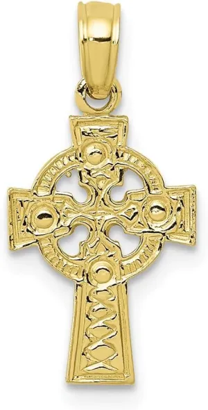 Solid 10k Yellow Gold Celtic Knot Irish Claddagh Cross Eternity Circle Pendant Charm