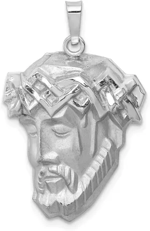 Sonia Jewels 14k White Gold/Medium Jesus Brushed Matte Finish Pendant Charm Medal