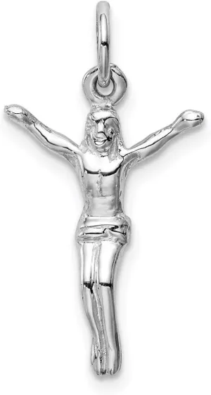 Sonia Jewels Real 14k White Gold Jesus Charm Pendant - 24mm x 14mm
