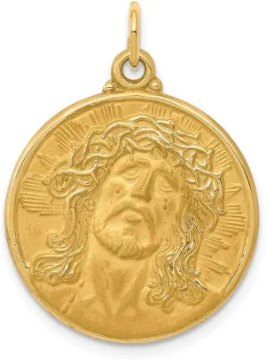 Sonia Jewels Real 14k Yellow Gold Jesus Medal Pendant Charm - 28mm x 21mm