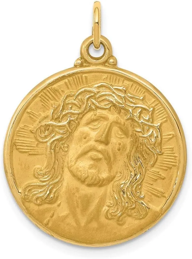 Sonia Jewels Real 14k Yellow Gold Jesus Medal Pendant Charm - 28mm x 21mm
