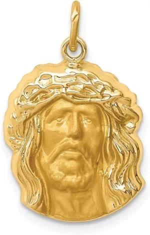 Sonia Jewels Real 14k Yellow Gold/Medium Jesus Brushed Matte Finish Pendant Charm Medal
