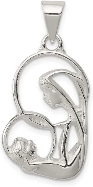 Sonia Jewels Real 925 Sterling Silver Blessed Mary and Child Jesus Charm Pendant - 32mm x 15mm