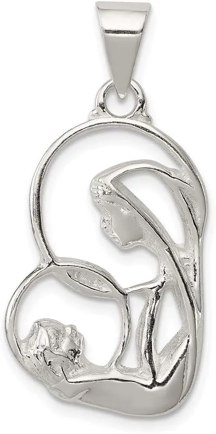 Sonia Jewels Real 925 Sterling Silver Blessed Mary and Child Jesus Charm Pendant - 32mm x 15mm