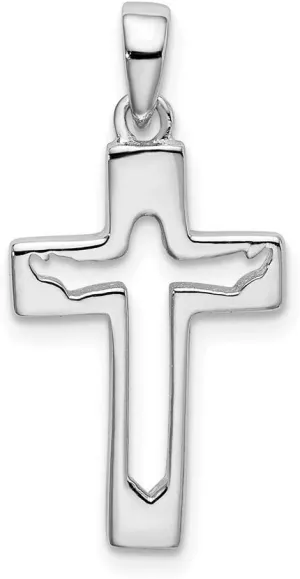Sonia Jewels Real 925 Sterling Silver Jesus Cut-out Cross Pendant Charm - 21mm x 13mm