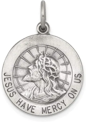 Sonia Jewels Real 925 Sterling Silver Jesus Have Mercy Pendant Charm Medal - 23mm x 18mm