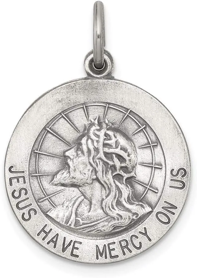 Sonia Jewels Real 925 Sterling Silver Jesus Have Mercy Pendant Charm Medal - 23mm x 18mm