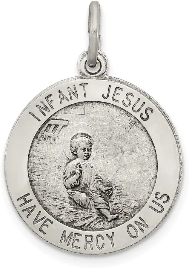 Sonia Jewels Real 925 Sterling Silver Vintage Antiqued Infant Jesus Pendant Charm Medal - 17mm x 11mm