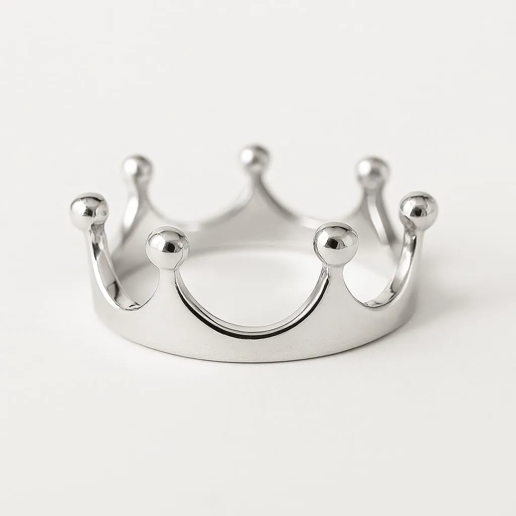 SOVATS Sterling Silver Crown Tiara Ring for Women  Elegant Princess-Inspired Band, Polished Finish  Dainty Fashion Jewelry Gift