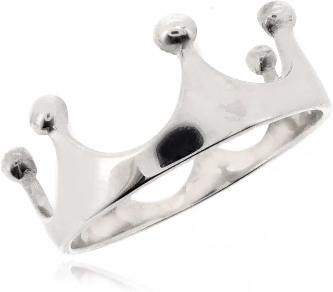 SOVATS Sterling Silver Crown Tiara Ring for Women  Elegant Princess-Inspired Band, Polished Finish  Dainty Fashion Jewelry Gift