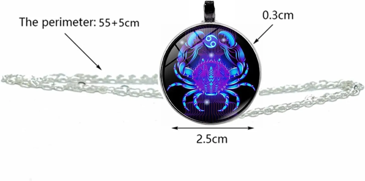 Spirit Necklace Zodiac, Serene Manifestation Necklace, Zodiac Pendant Necklace, 12 Constellation Luminous Stone Couple Necklace, Gift Ideal For Horoscope Lovers.