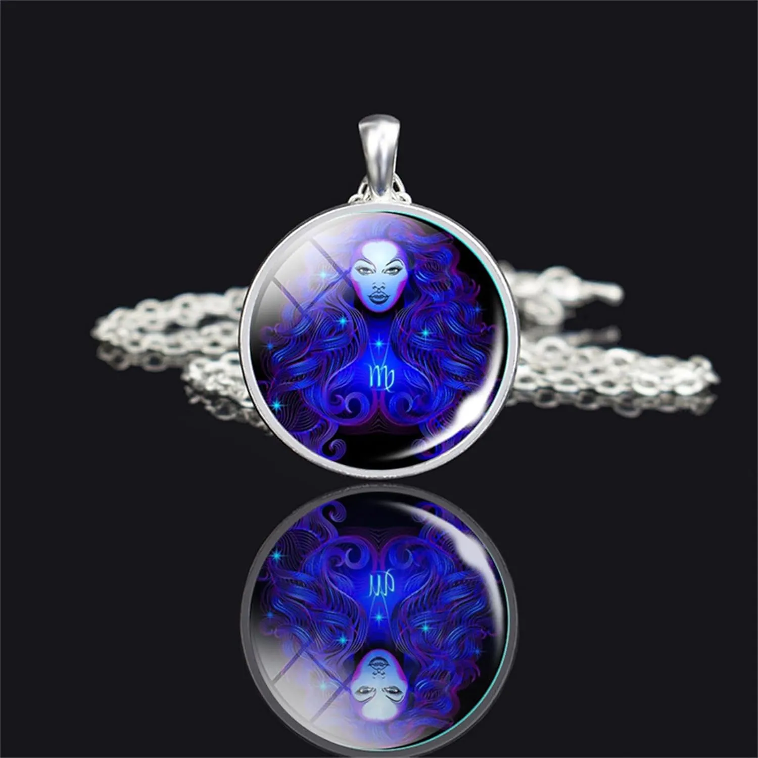 Spirit Necklace Zodiac, Serene Manifestation Necklace, Zodiac Pendant Necklace, 12 Constellation Luminous Stone Couple Necklace, Gift Ideal For Horoscope Lovers.