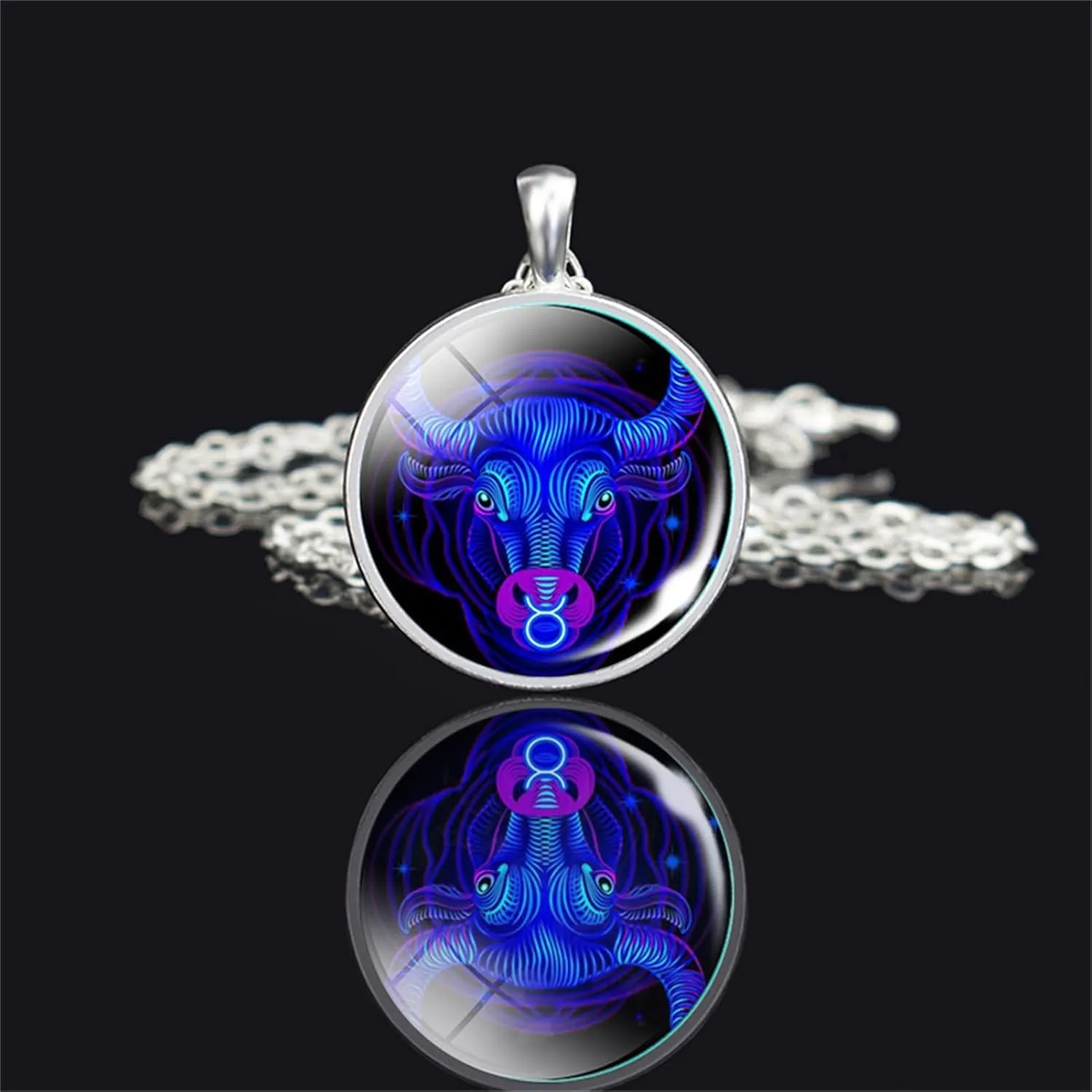 Spirit Necklace Zodiac, Serene Manifestation Necklace, Zodiac Pendant Necklace, 12 Constellation Luminous Stone Couple Necklace, Gift Ideal For Horoscope Lovers.