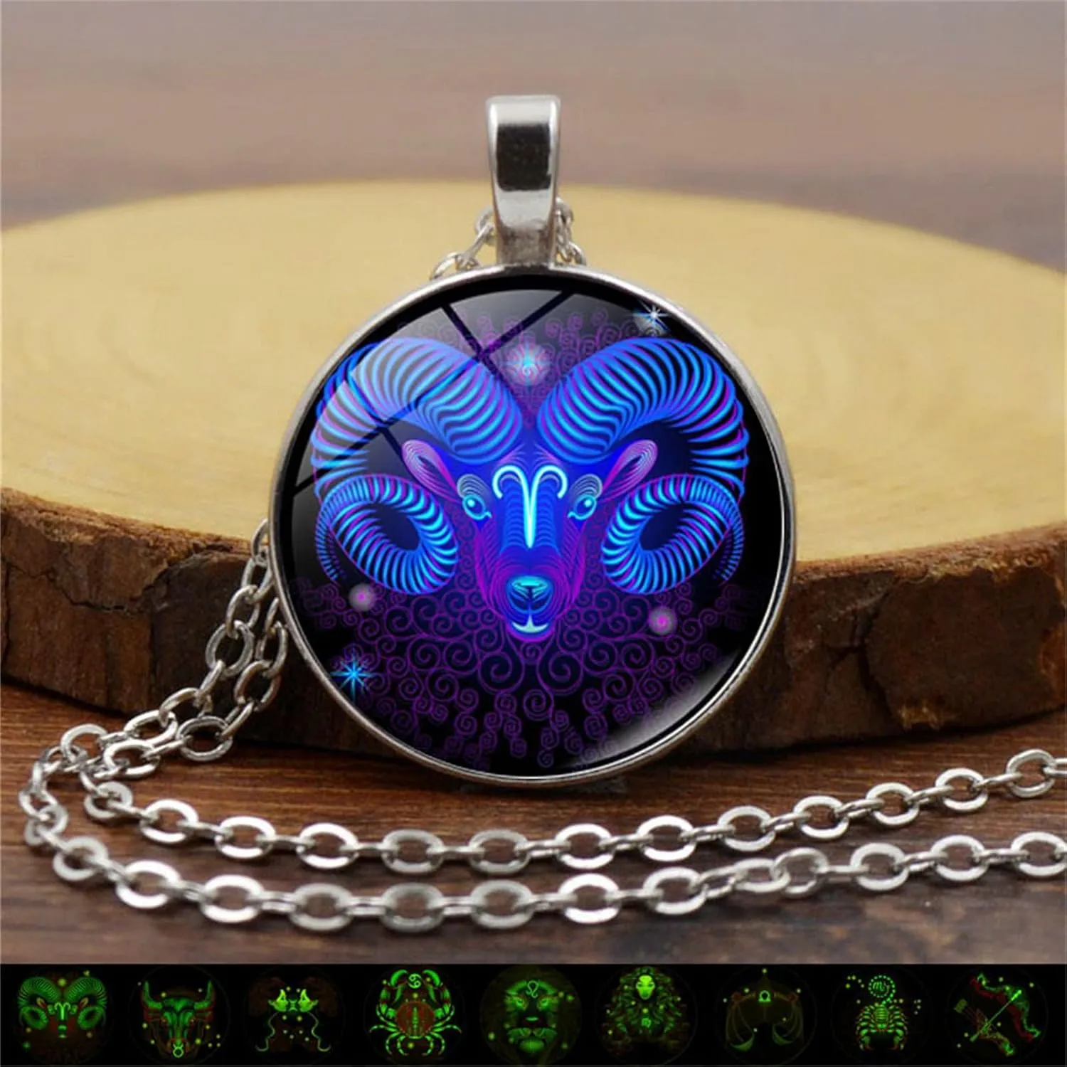Spirit Necklace Zodiac, Serene Manifestation Necklace, Zodiac Pendant Necklace, 12 Constellation Luminous Stone Couple Necklace, Gift Ideal For Horoscope Lovers.
