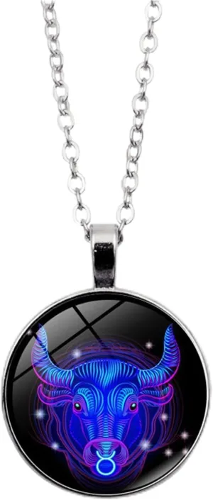 Spirit Necklace Zodiac, Serene Manifestation Necklace, Zodiac Pendant Necklace, 12 Constellation Luminous Stone Couple Necklace, Gift Ideal For Horoscope Lovers.