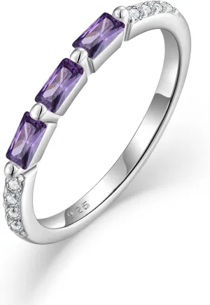 Stackable Rings for Her 925 Sterling Silver Promise Ring Engagement Anniversary Eternity Ring Birthstone Jewelry Gifts for Women Size 5-10