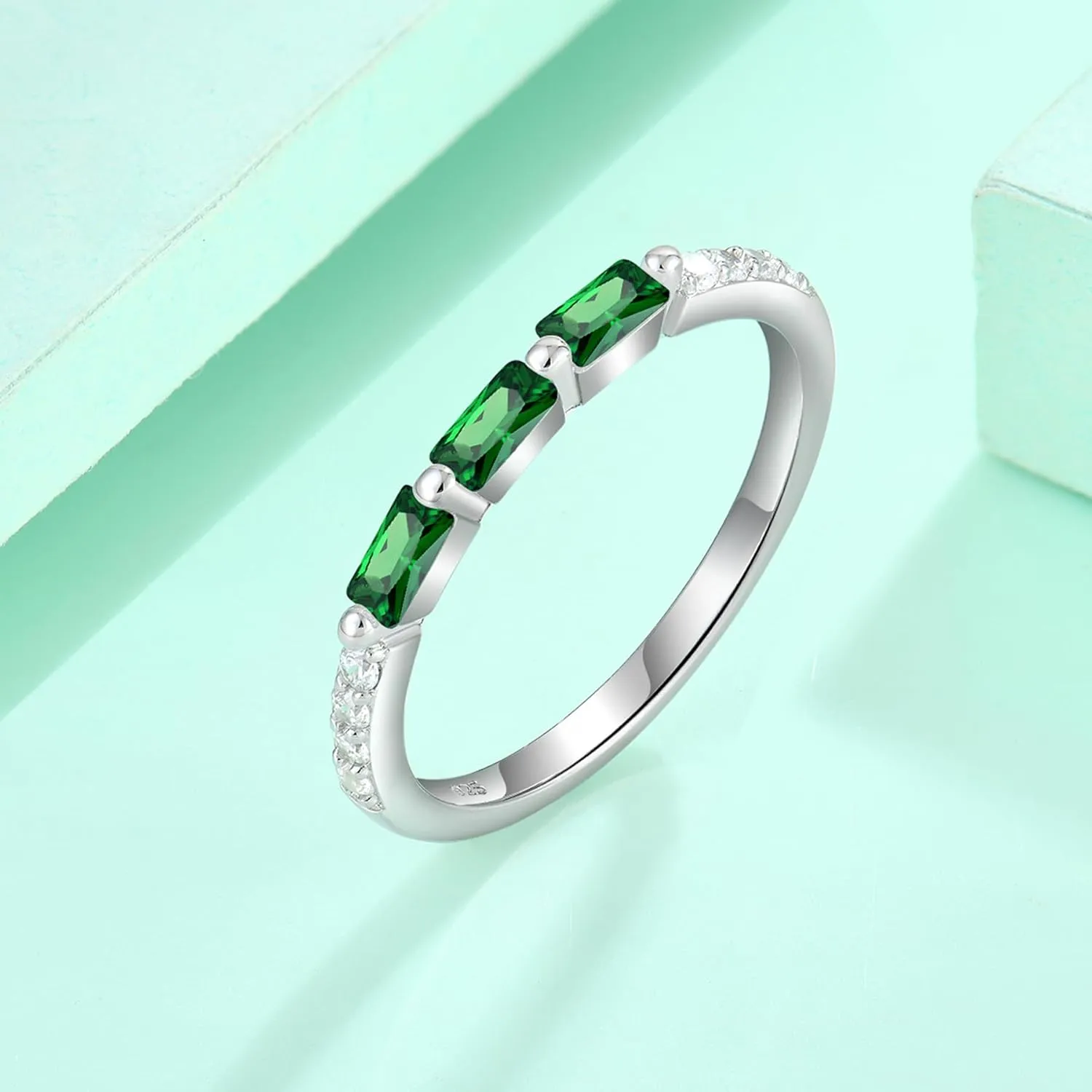 Stackable Rings for Her 925 Sterling Silver Promise Ring Engagement Anniversary Eternity Ring Birthstone Jewelry Gifts for Women Size 5-10