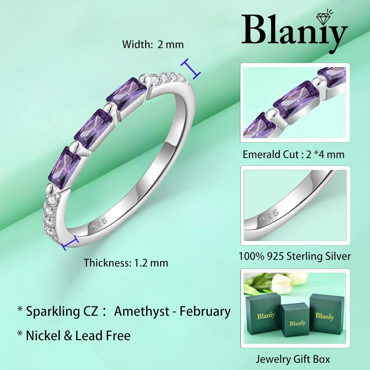 Stackable Rings for Her 925 Sterling Silver Promise Ring Engagement Anniversary Eternity Ring Birthstone Jewelry Gifts for Women Size 5-10