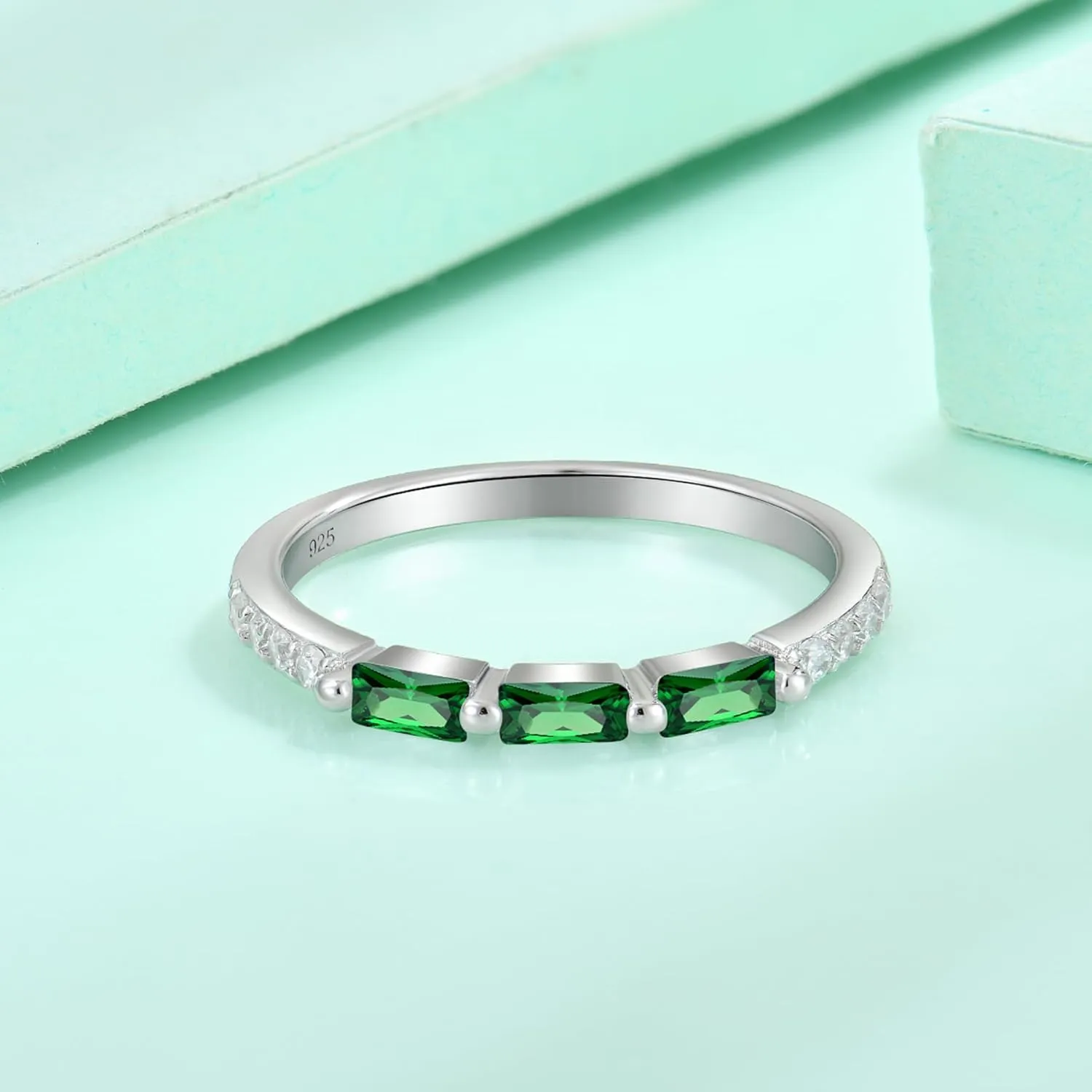 Stackable Rings for Her 925 Sterling Silver Promise Ring Engagement Anniversary Eternity Ring Birthstone Jewelry Gifts for Women Size 5-10