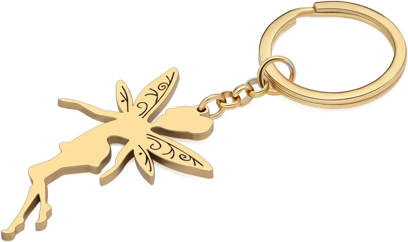 Stainless Steel Anime Butterfly Fairy Keychain Charms Gifts For Women Wallet Car Handbags Key Rings Novelty Jewelry