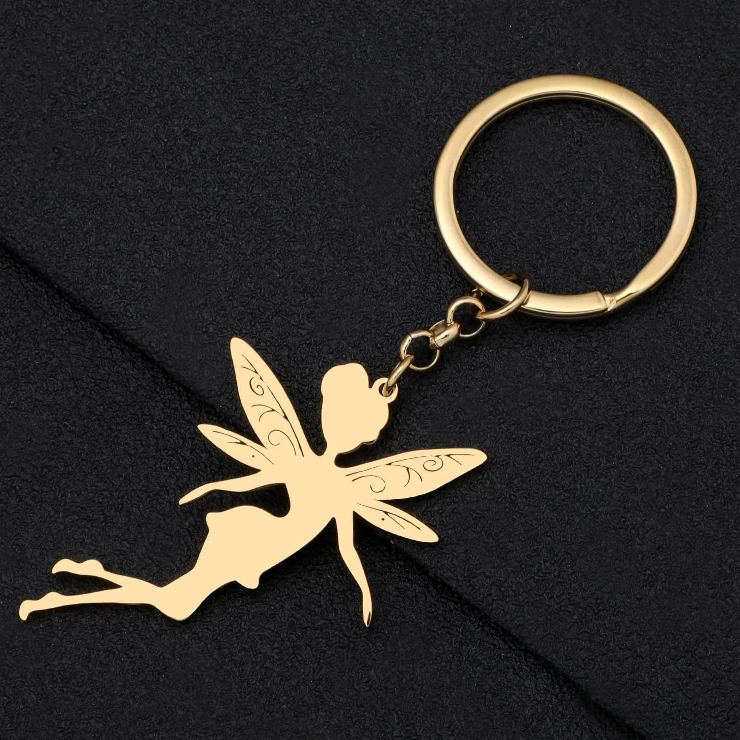 Stainless Steel Anime Butterfly Fairy Keychain Charms Gifts For Women Wallet Car Handbags Key Rings Novelty Jewelry