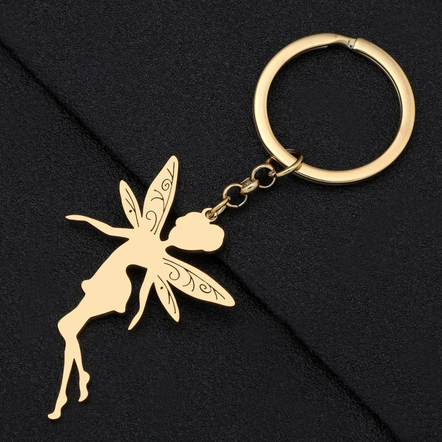 Stainless Steel Anime Butterfly Fairy Keychain Charms Gifts For Women Wallet Car Handbags Key Rings Novelty Jewelry