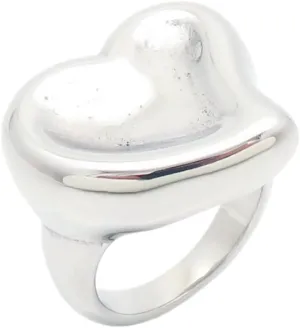 Stainless Steel Chunky Heart Statement Ring for Men Women Couples Charm Dainty Accessory
