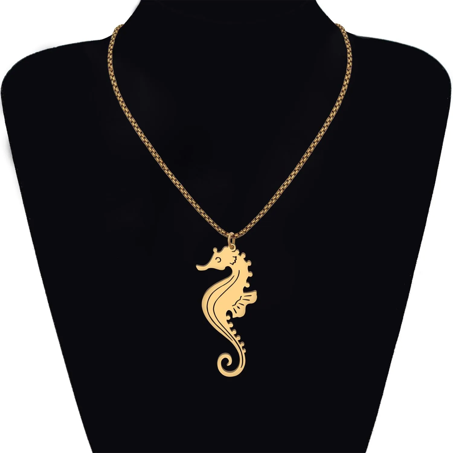 Stainless Steel Cute Seahorse Necklace Sea Animal Pendant Ocean Jewelry Birthday Gifts for Women