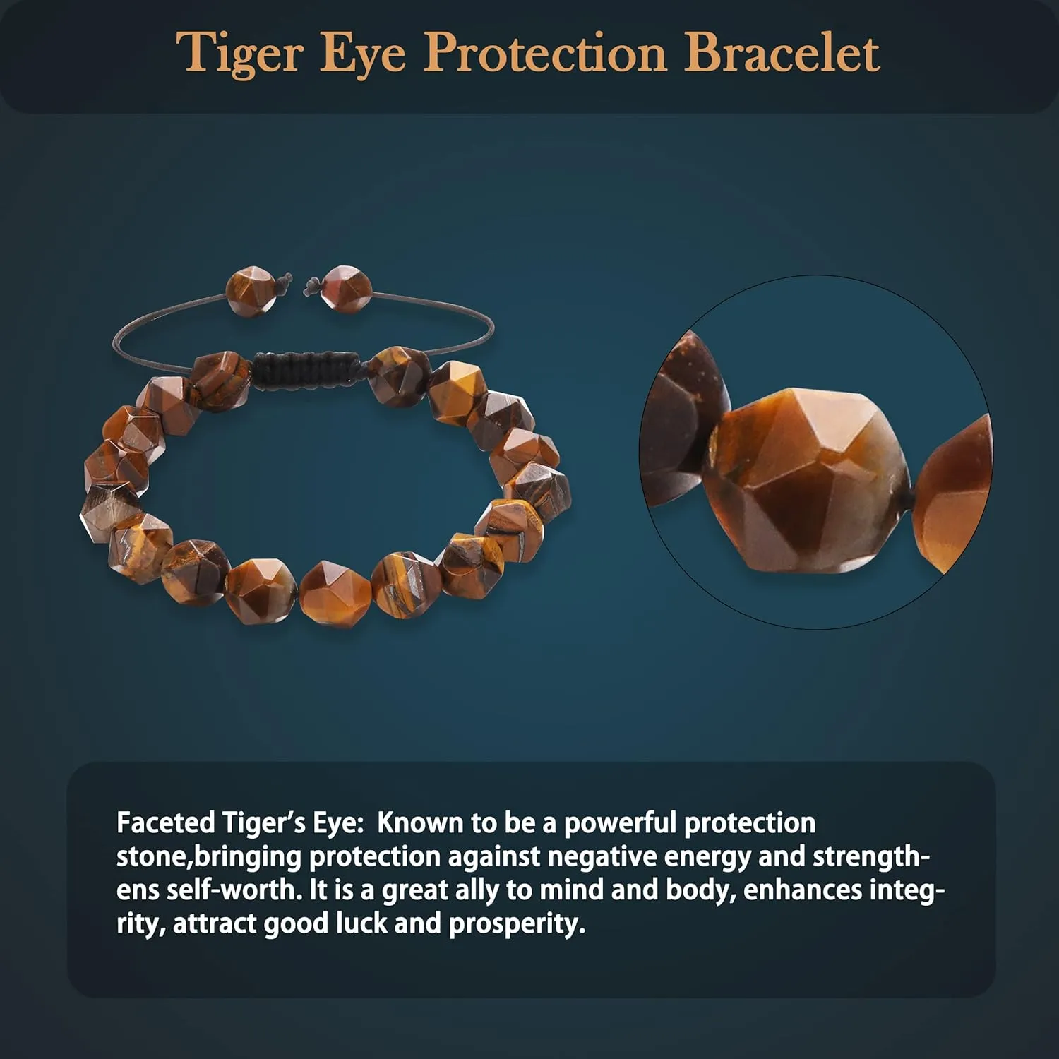 Starmond Mens Bracelets Beads - 10mm Onyx Tiger Eye Bracelet Protection Bracelets for Men Women - Black Bracelet for Men Adjustable?