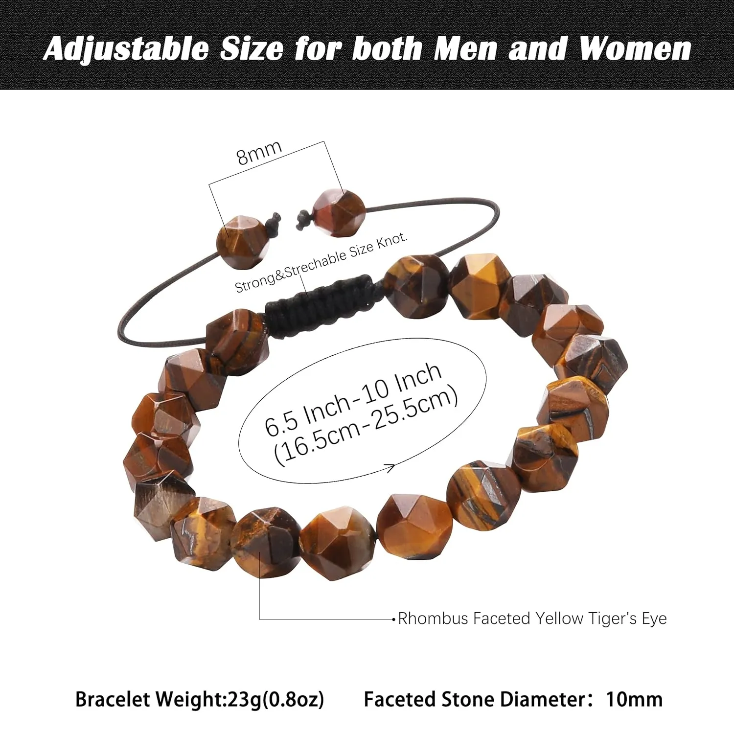 Starmond Mens Bracelets Beads - 10mm Onyx Tiger Eye Bracelet Protection Bracelets for Men Women - Black Bracelet for Men Adjustable?