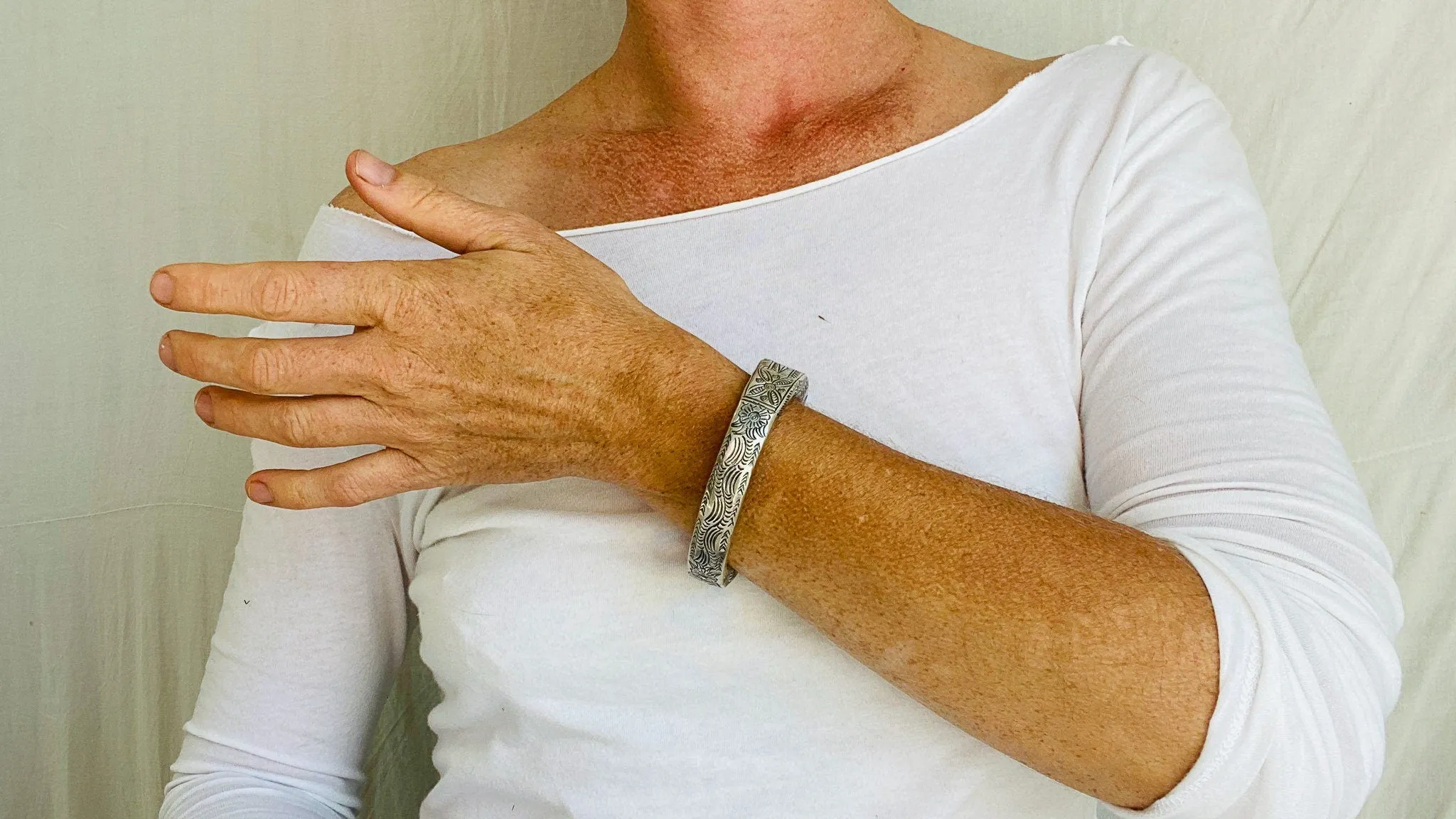 Sterling Silver Bangle from the Karen Hill Tribe. 0443