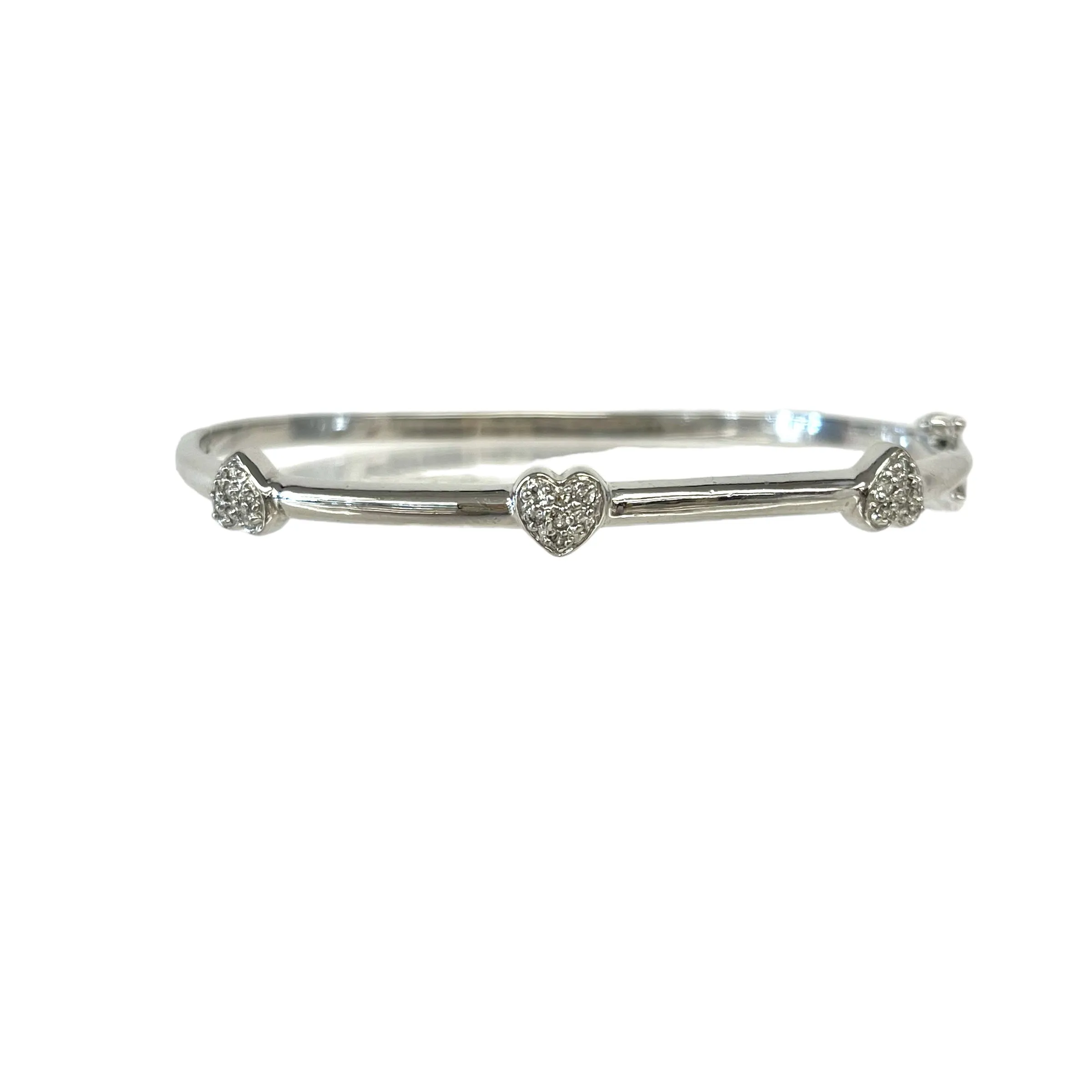 Sterling Silver CZ Heart Bangle