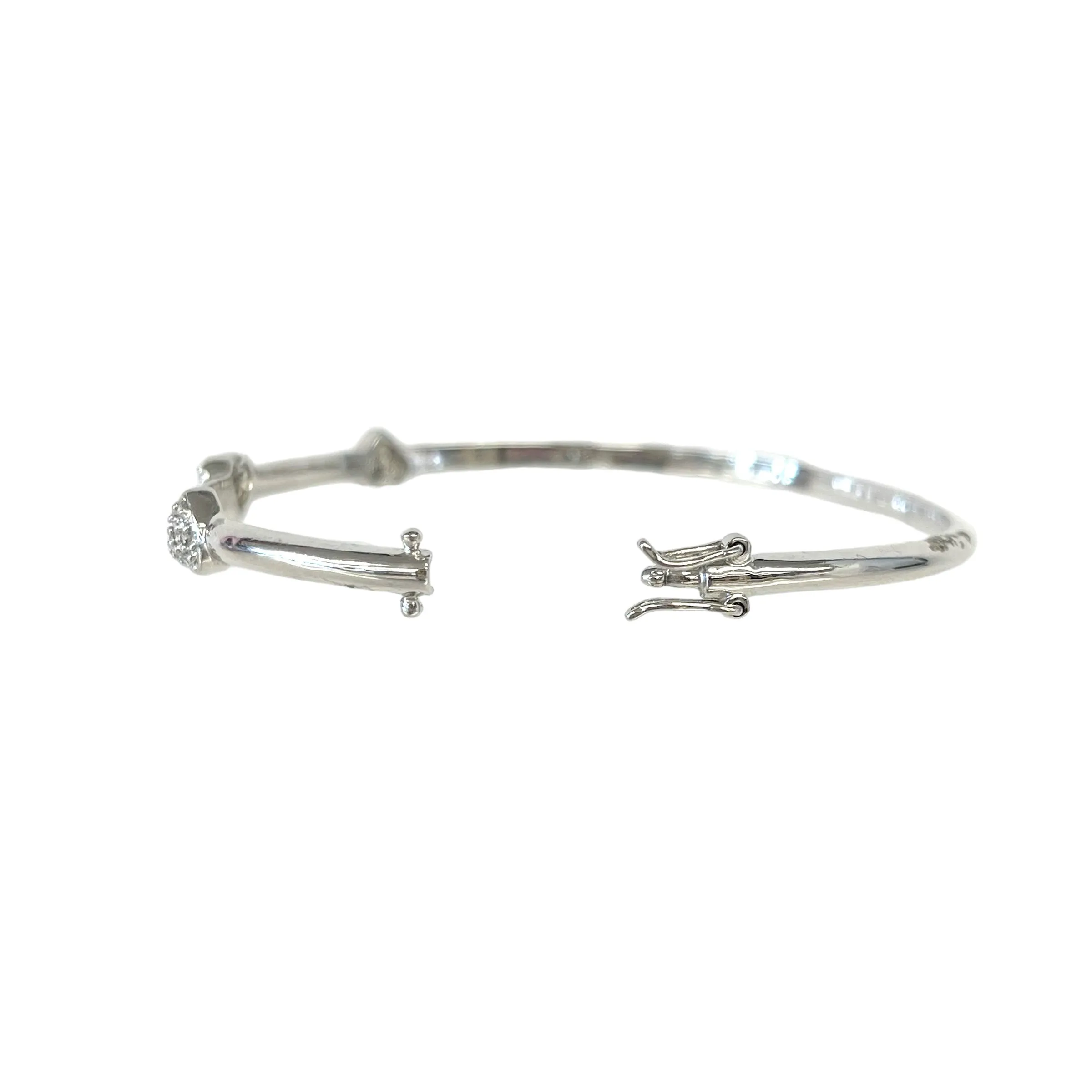 Sterling Silver CZ Heart Bangle