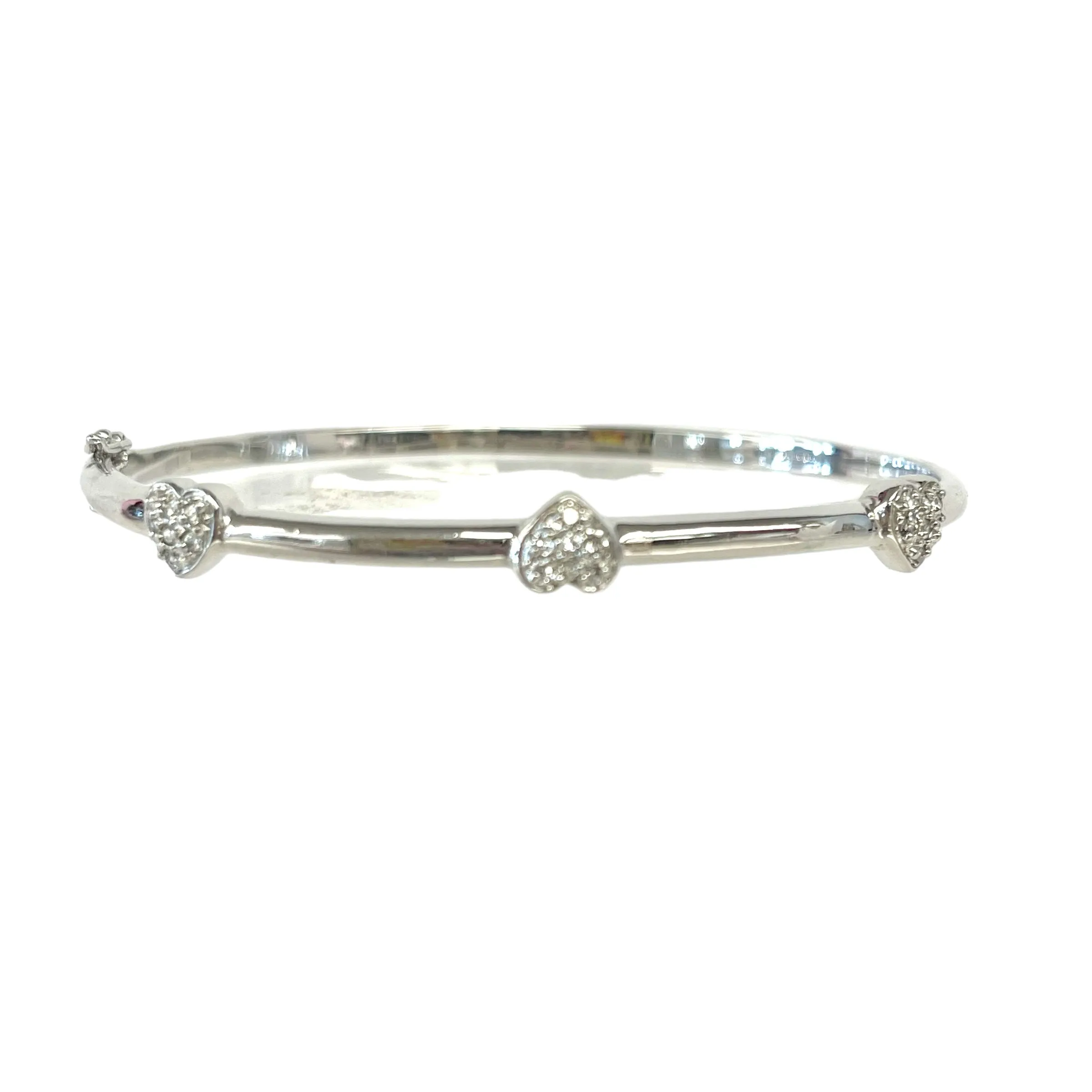 Sterling Silver CZ Heart Bangle