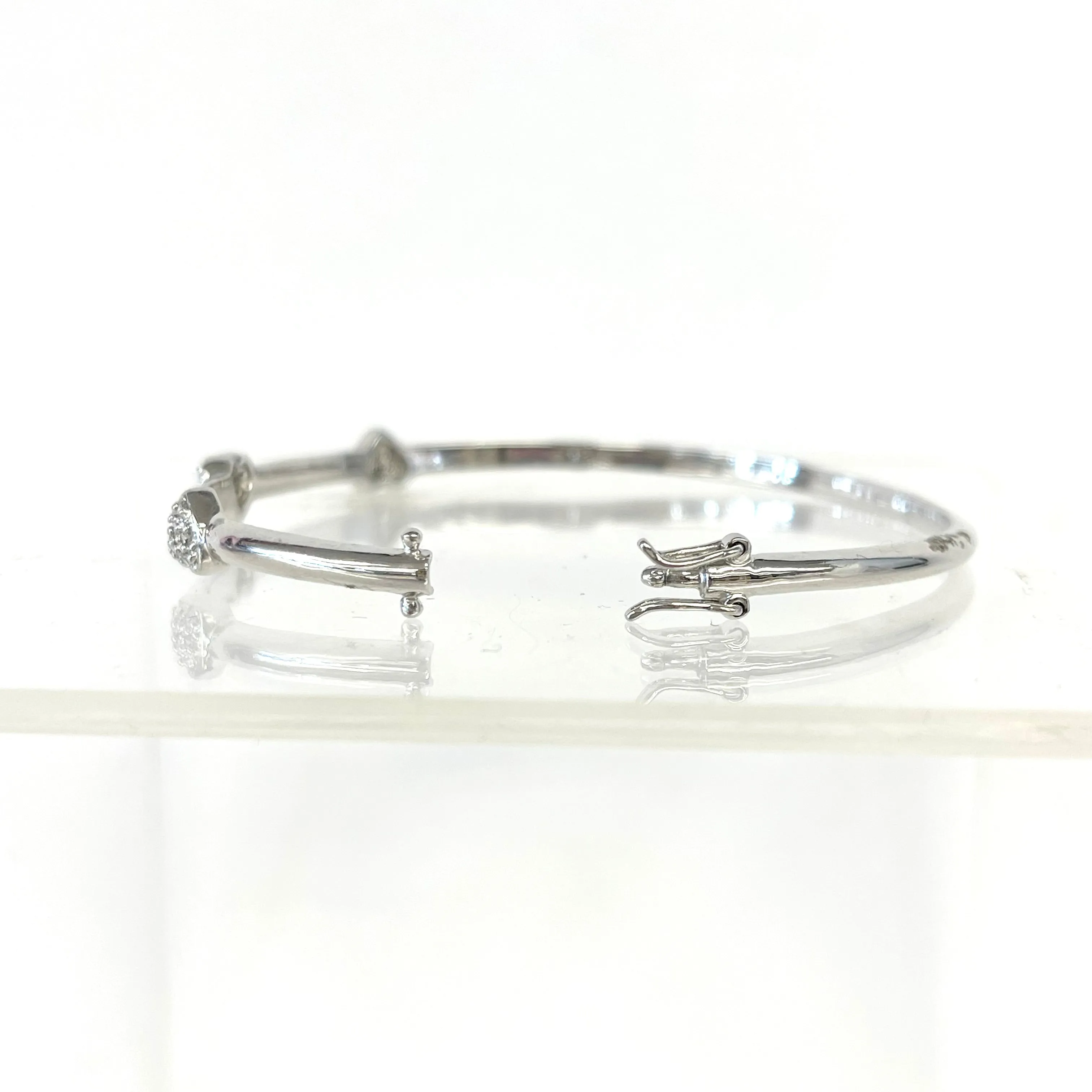 Sterling Silver CZ Heart Bangle