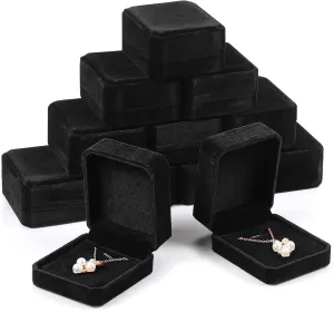 Sureio 18 Pcs Jewelry Box for Necklace Pendant Box 3.35 x 2.75 x 1.57 Inch Black Necklace Box for Jewelry Gift Velvet Jewelry Case Gift Boxes for Valentine Proposal Wedding Engagement Birthday