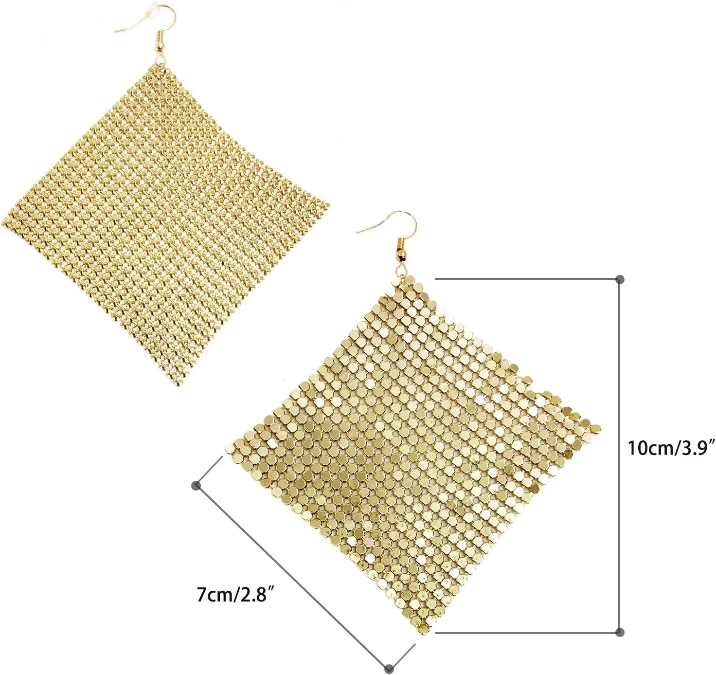 Suyi Trendy Women Earrings Metal Mesh Grid Sequins Tassel Long Drop Dangle Earrings