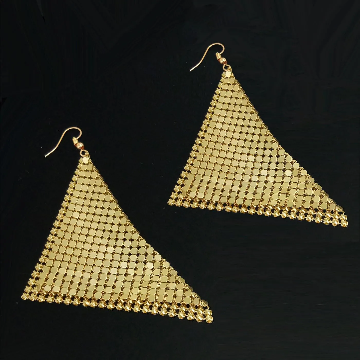 Suyi Trendy Women Earrings Metal Mesh Grid Sequins Tassel Long Drop Dangle Earrings