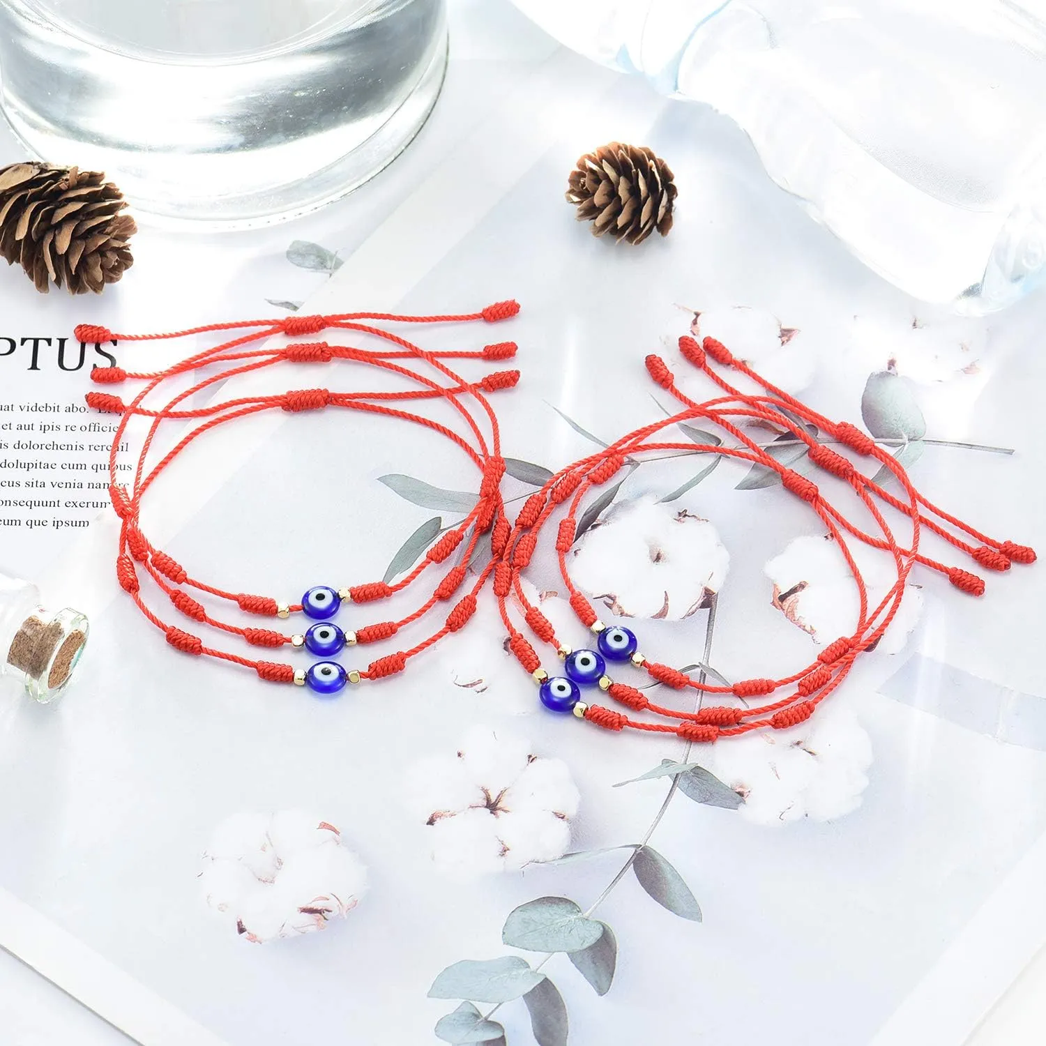Tarsus (Ver.3) Evil Eye 7 Knot Lucky Bracelets Adjustable Red String Amulet for Women Men 6 Pcs Bracelets