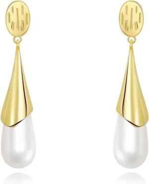 Teardrop Waterdrop Gold Dangle Earrings for Women - Trendy Upscale Dangly Earrings