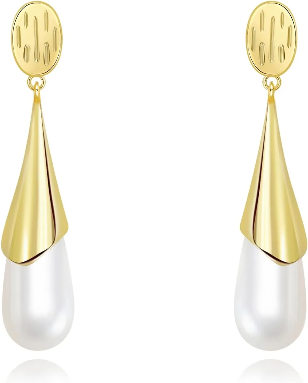 Teardrop Waterdrop Gold Dangle Earrings for Women - Trendy Upscale Dangly Earrings