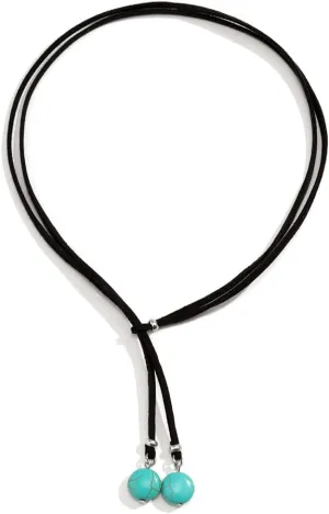 tenghong2021 Boho Turquoise Double Layered Clavicle Chain Necklaces for Women Trendy Turquoise Coin Leather Choker Necklace Cowgirl Outfits Necklace for Women Gifts Jewelry