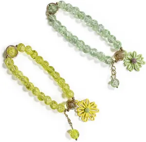 tenghong2021 Colorful Daisy Butterfly Crystal Amethyst Flower Charm Bracelets Set Handmade Crystal Beaded Daisy Bracelets for Women Girls Jewelry