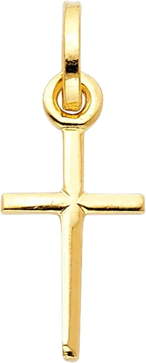 TGDJ 14KY Cross Religious Pendant | 14K Yellow Gold Christian Jewelry Jesus Pendant Locket For Women Men | 18 mm x 10 mm Gold Chain Pendants | Weight 0.6 grams
