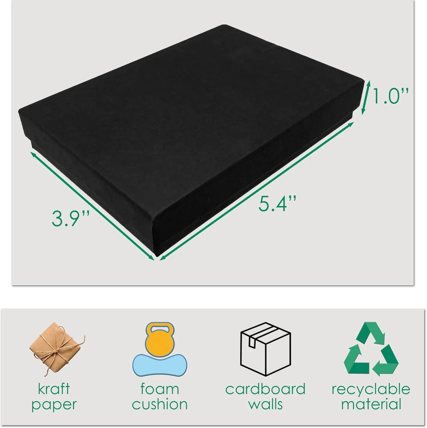 TheDisplayGuys - 12-Pack Cardboard Kraft Paper Jewelry Gift Boxes w. Velvet Padding - Necklace/Pendant - Matte Black - #53 (5.4" x 3.9" x 1.0")