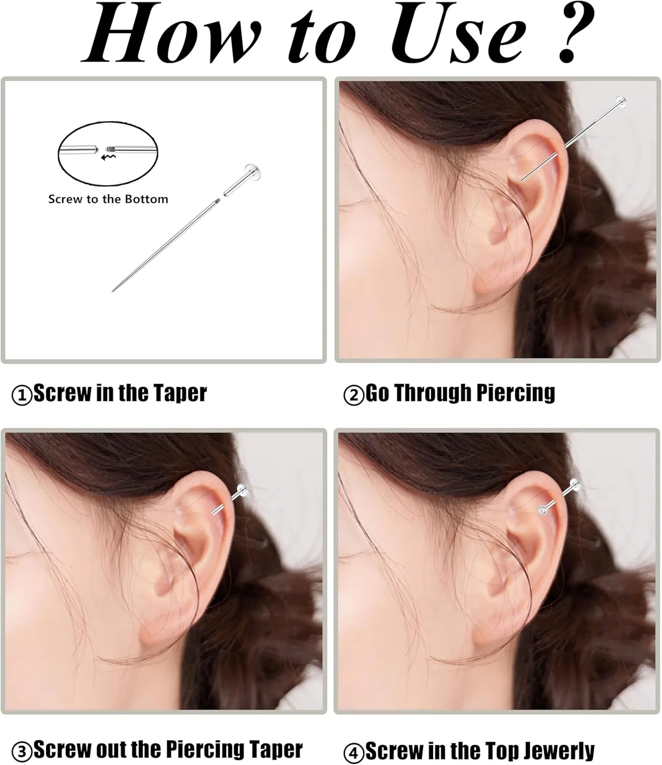 Tornito 6Pairs 18K Gold Plated Internally Threaded Nose Piercing Studs Stainless Steel Lip Studs CZ Flat Back Stud Earrings Nostril Labret Conch Cartilage Earrings Helix Tragus 6/7/7/8/10/12mm 16G 18G