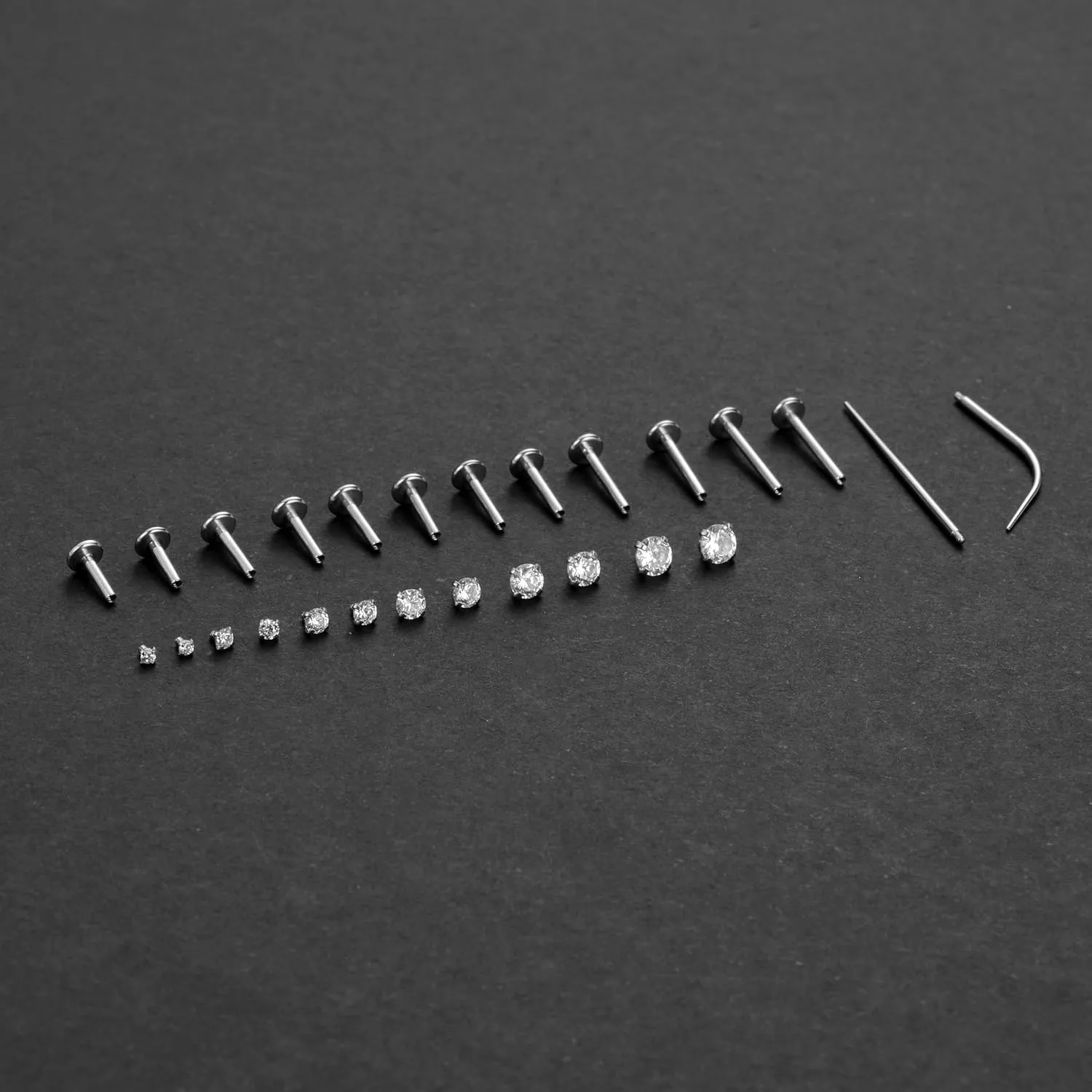 Tornito 6Pairs 18K Gold Plated Internally Threaded Nose Piercing Studs Stainless Steel Lip Studs CZ Flat Back Stud Earrings Nostril Labret Conch Cartilage Earrings Helix Tragus 6/7/7/8/10/12mm 16G 18G